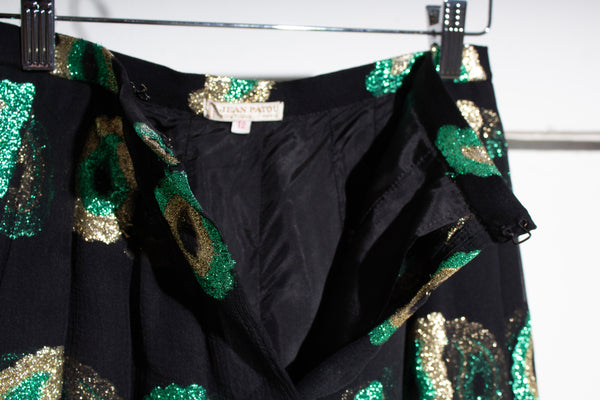 Balmain & Patou Silk Chiffon Lamé Paisley Skirt Set
