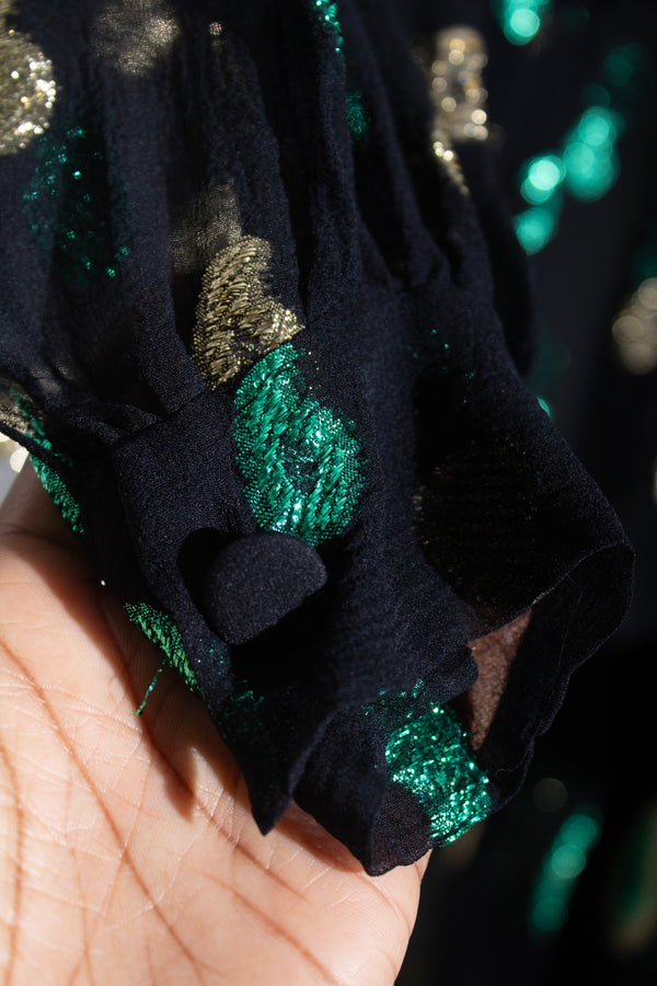 Balmain & Patou Silk Chiffon Lamé Paisley Skirt Set