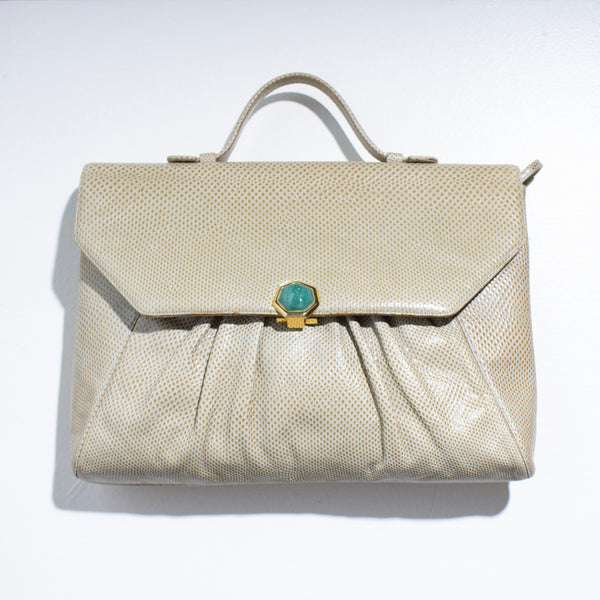 Judith Leiber Tan Lizard Handbag