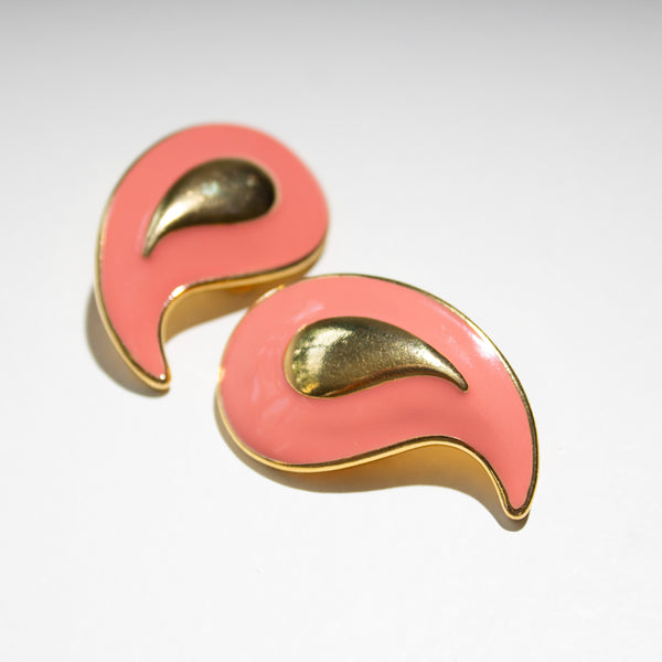 YSL Coral Clip On Earrings