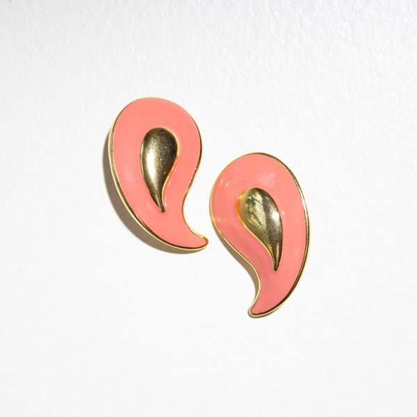 YSL Coral Clip On Earrings