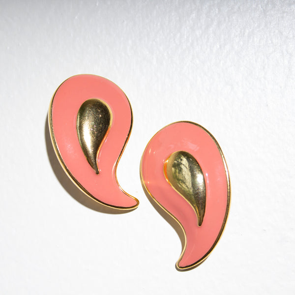 YSL Coral Clip On Earrings