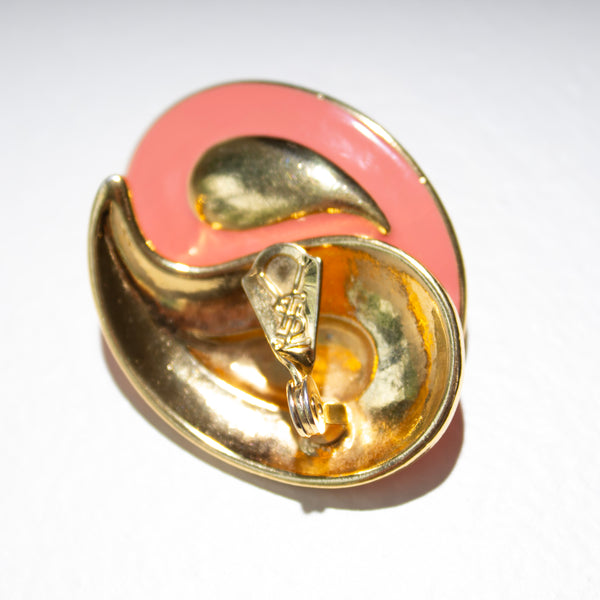 YSL Coral Clip On Earrings