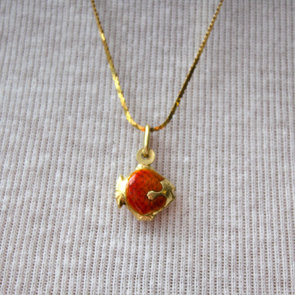 14K Italian Enameled Gold Fish Charm