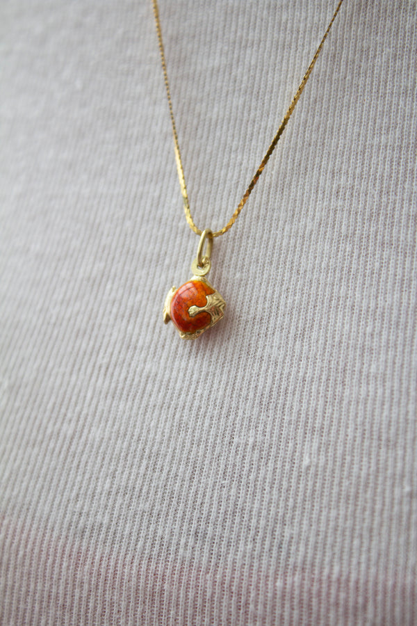 14K Italian Enameled Gold Fish Charm