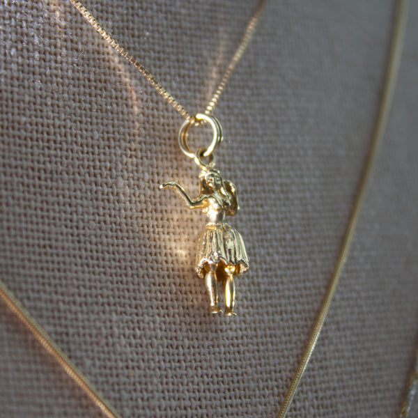 14K Articulated Hula Girl Charm