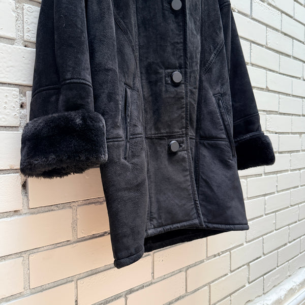 Saks Shearling Coat with Fur Trimmed Hood