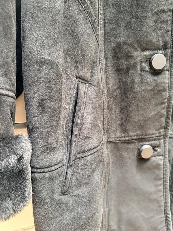 Saks Shearling Coat with Fur Trimmed Hood