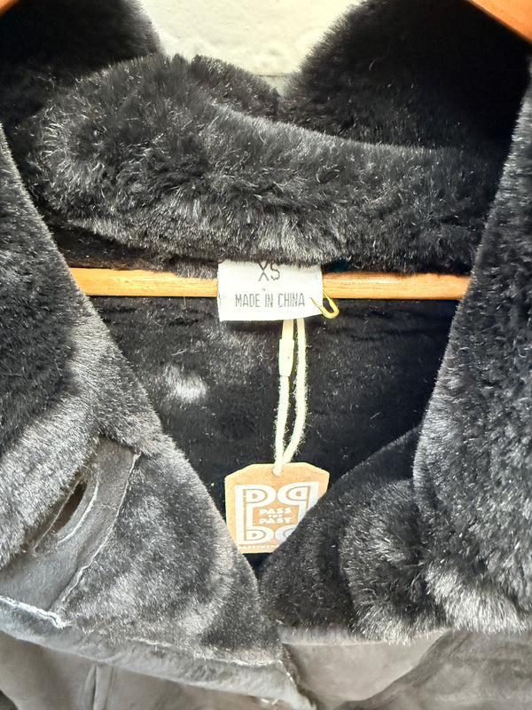 Saks Shearling Coat with Fur Trimmed Hood