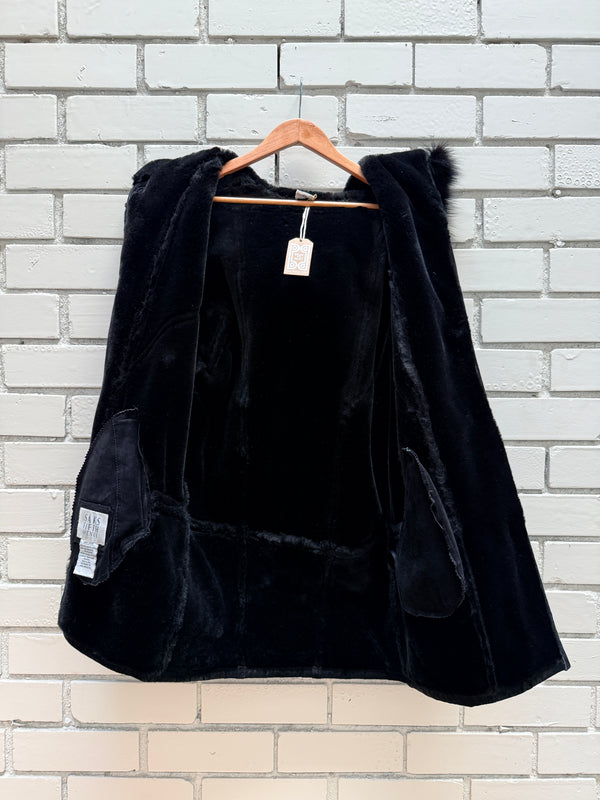 Saks Shearling Coat with Fur Trimmed Hood