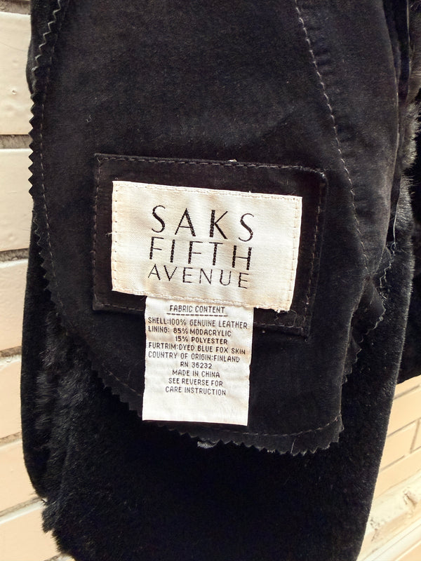 Saks Shearling Coat with Fur Trimmed Hood