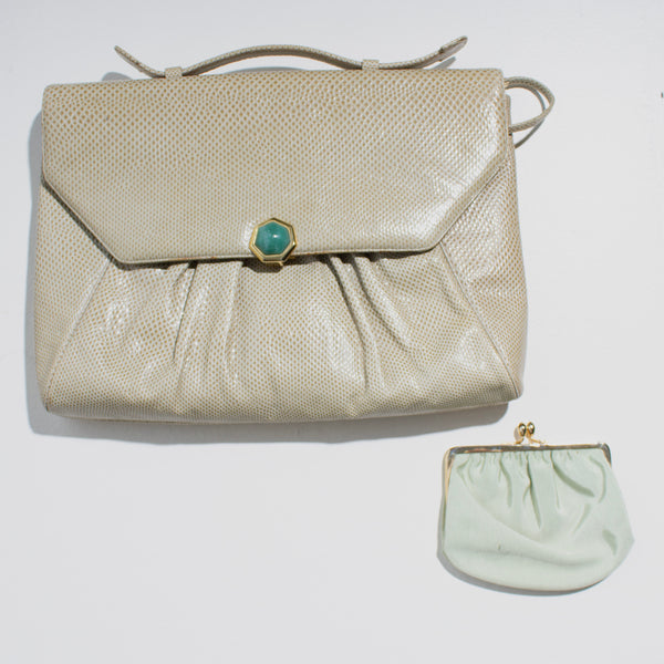 Judith Leiber Tan Lizard Handbag