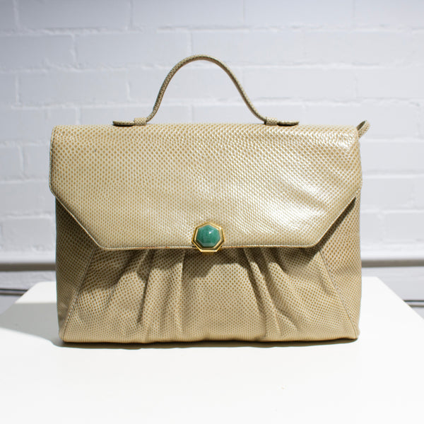 Judith Leiber Tan Lizard Handbag