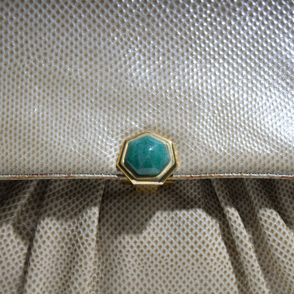 Judith Leiber Tan Lizard Handbag