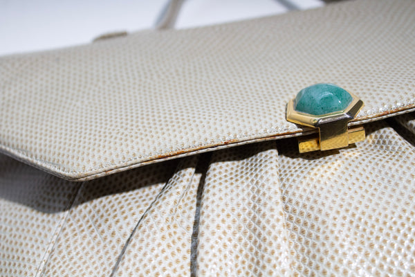 Judith Leiber Tan Lizard Handbag