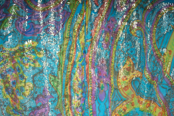 Larry Aldrich Metallic Paisley Print Dress