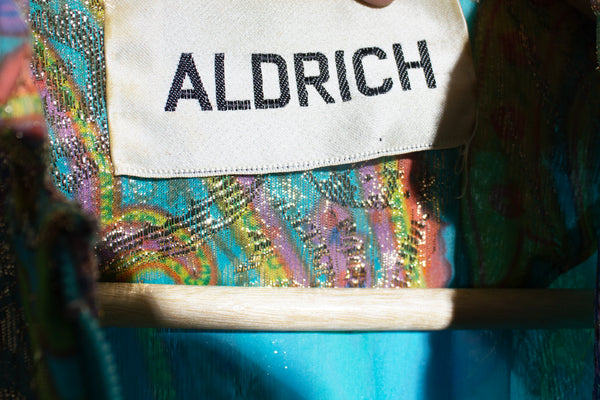 Larry Aldrich Metallic Paisley Print Dress
