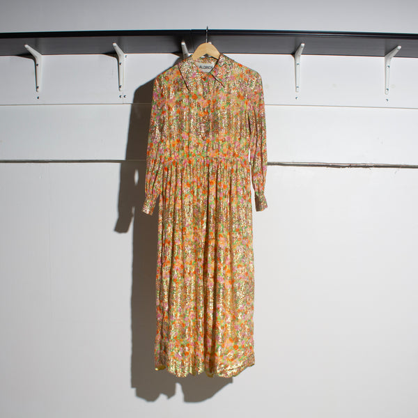 Larry Aldrich Floral Metallic Dress