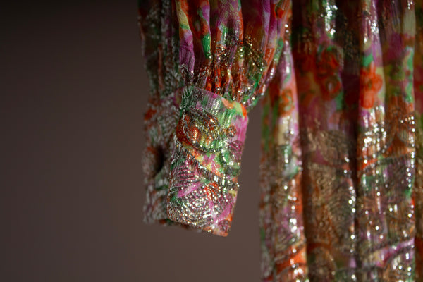Larry Aldrich Floral Metallic Dress