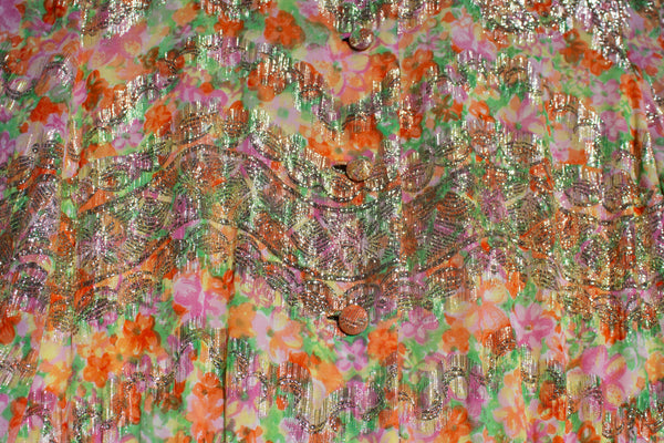 Larry Aldrich Floral Metallic Dress
