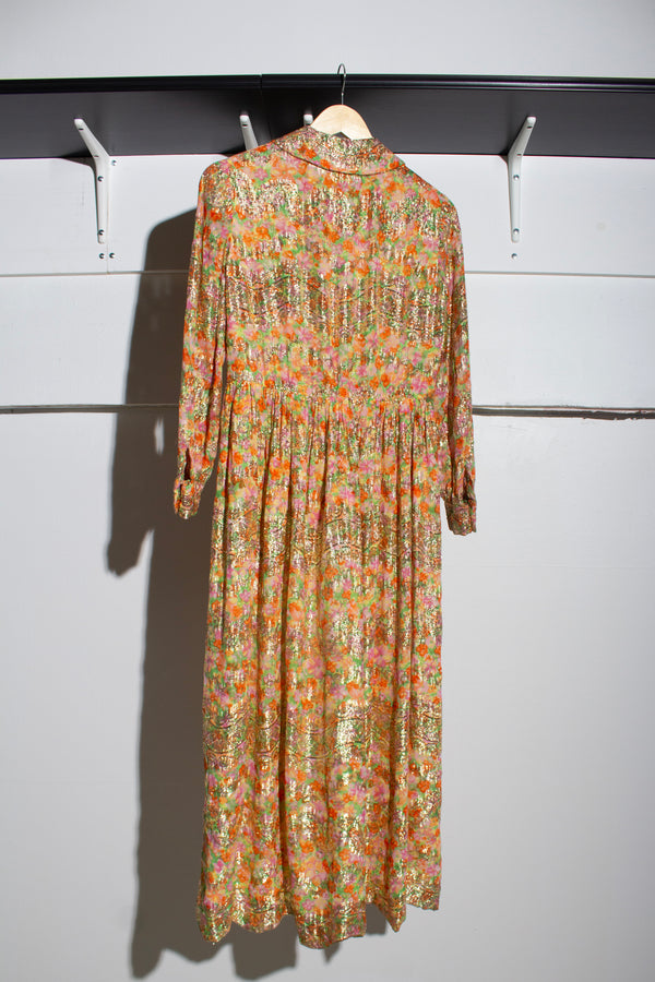 Larry Aldrich Floral Metallic Dress