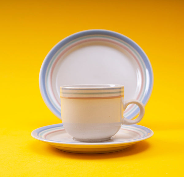 International Tableworks Pastel Striped Ceramic Dessert Set