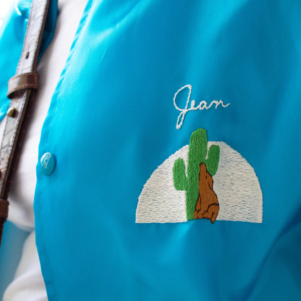 Embroidered Raglan Sleeve Satin Bomber