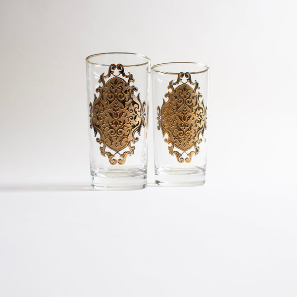 Libbey 22k Gold Medallion Highball Glasses