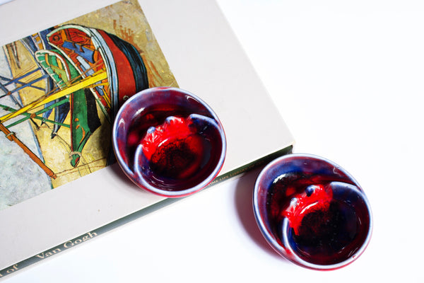 Vintage Tie Dye Glazed Ceramic Mini Ashtrays