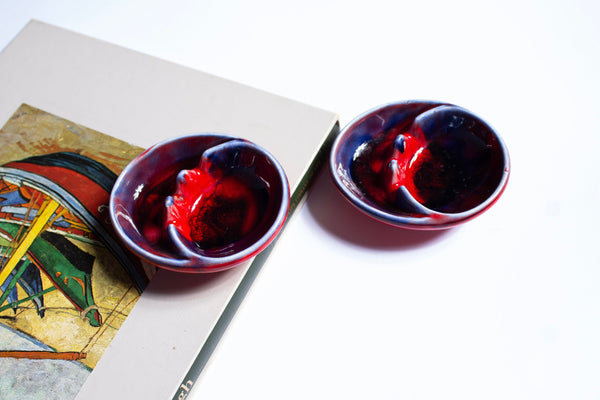 Vintage Tie Dye Glazed Ceramic Mini Ashtrays