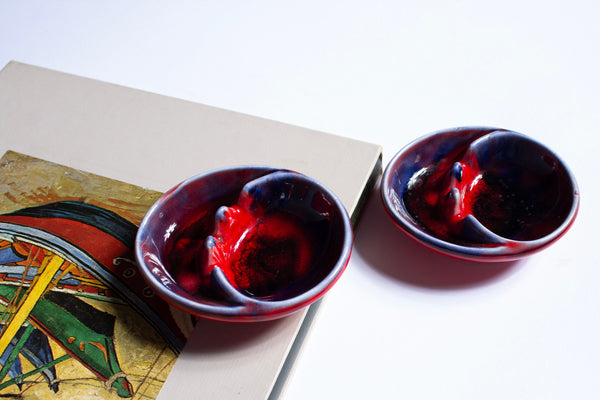 Vintage Tie Dye Glazed Ceramic Mini Ashtrays