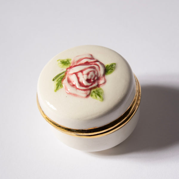 Glazed Ceramic Rose Trinket Dish