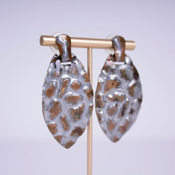 Embossed Metal Dangle Earrings