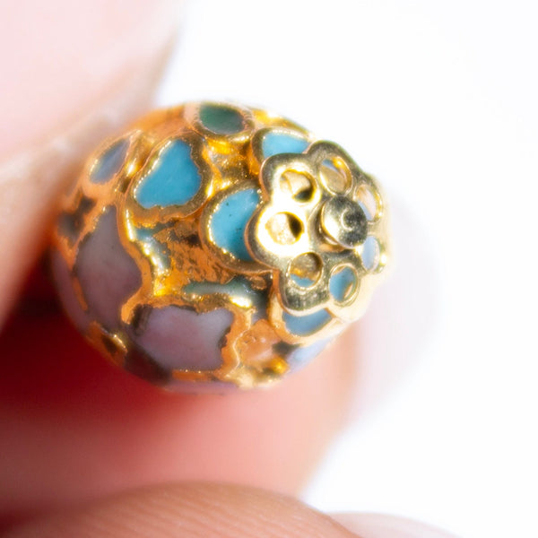 Floral Cloisonné Bead Dangle Earrings