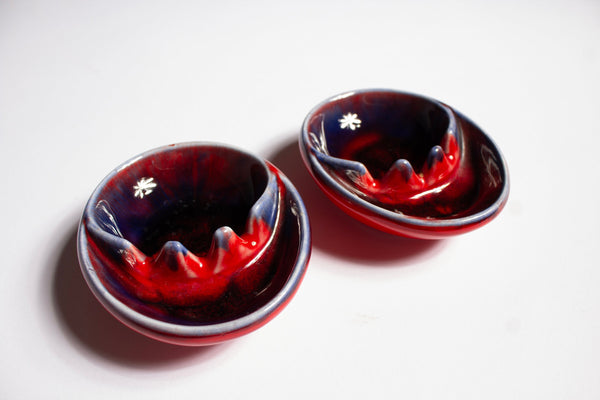 Vintage Tie Dye Glazed Ceramic Mini Ashtrays