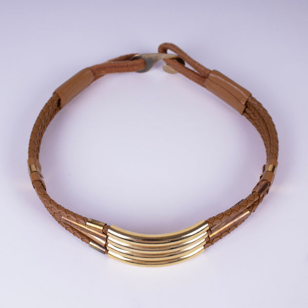 Leather Shop Braided Strip Leather Belt