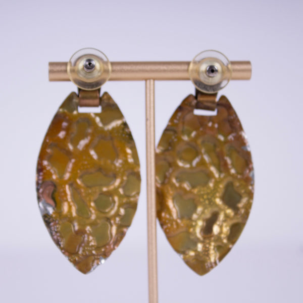 Embossed Metal Dangle Earrings