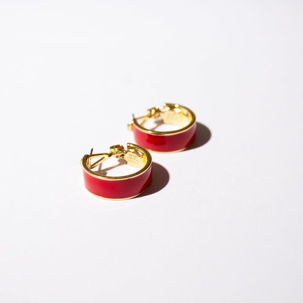 Monet Red Enameled Hoops