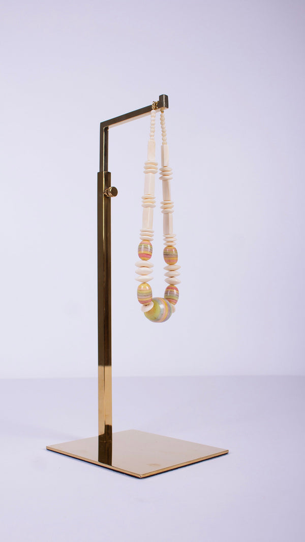Striped Rainbow Resin Bead Necklace