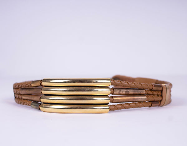Leather Shop Braided Strip Leather Belt